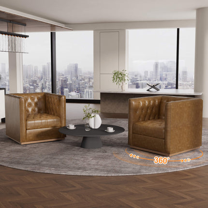 PU Leather 360 Swivel Accent Chair Set of 2