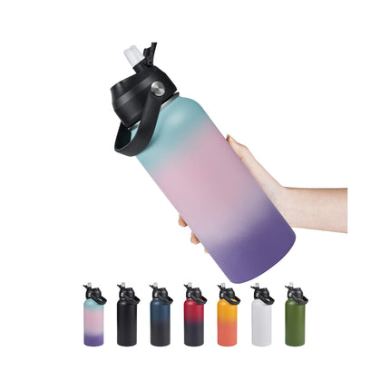 18oz Stainless Steel Insulated Bottle – Wide Mouth Leak-Proof with Straw