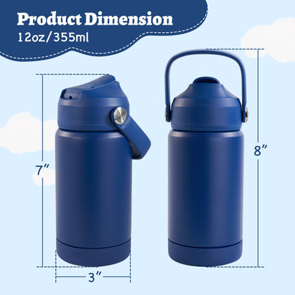 Stainless Steel Kids Insulated Bottles 2-Pack, Leak-Proof with Straw