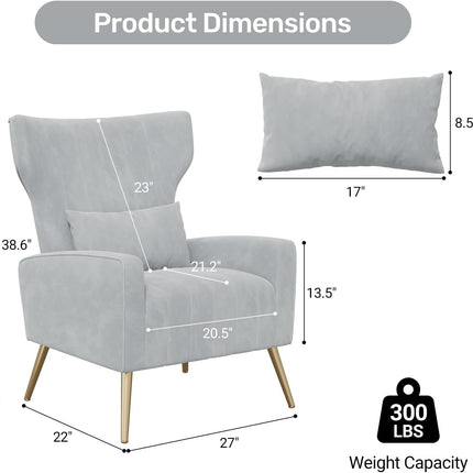 Upholstered Sofa Chair with Lumbar Pillow