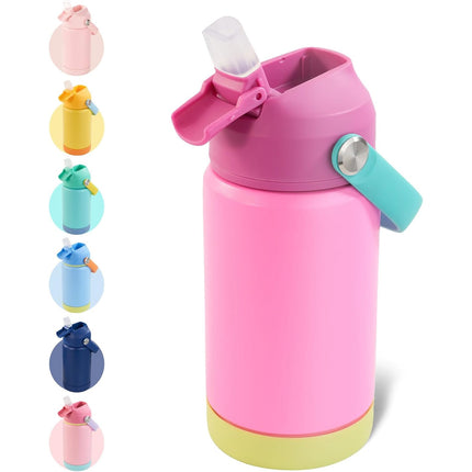 Stainless Steel Kids Insulated Bottles 2-Pack, Leak-Proof with Straw