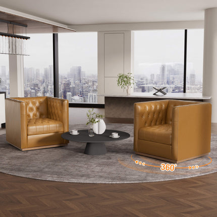 PU Leather 360 Swivel Accent Chair Set of 2