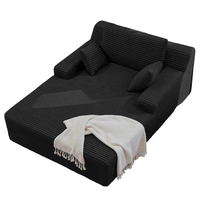 51'' Oversized Indoor Corduroy Sleeper Cloud Couch with 2pcs Pillows