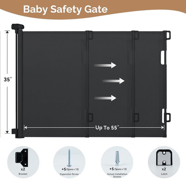 Adjustable 0-180cm Safety Gate for Stairs Doors Pets & Kids