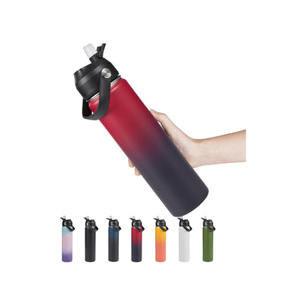 18oz Stainless Steel Insulated Bottle – Wide Mouth Leak-Proof with Straw