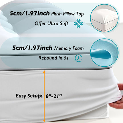 Full-Size Memory Foam Mattress Topper 4" Dual-Layer