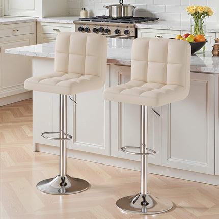 Modern PU Leather Adjustable Bar Stools Set of 4