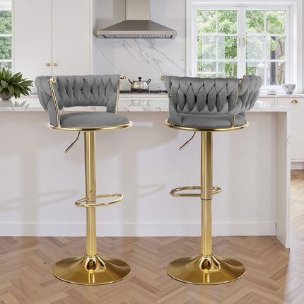 Velvet Swivel Adjustable Counter Height Bar Stools Set of 4