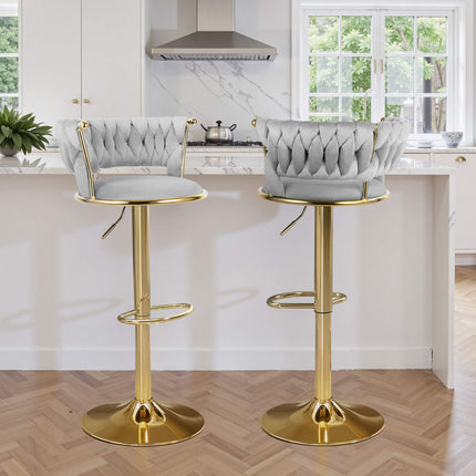 Velvet Swivel Adjustable Counter Height Bar Stools Set of 4
