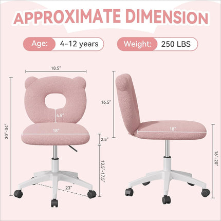Adjustable Child Desk Chair with Wheels& Back