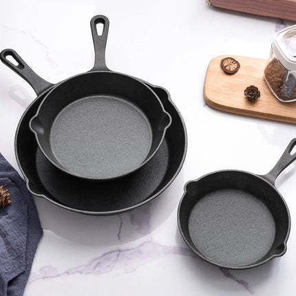 Cast Iron Skillet 3 Pieces Cast Iron Set (Black)