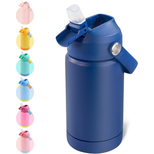 Stainless Steel Kids Insulated Bottles 2-Pack, Leak-Proof with Straw