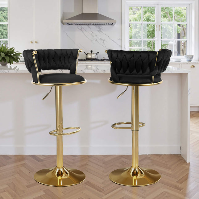 Velvet Swivel Adjustable Counter Height Bar Stools Set of 4