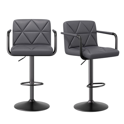 Modern PU Leather Adjustable Swivel Bar Chairs with Armrests Set of 4