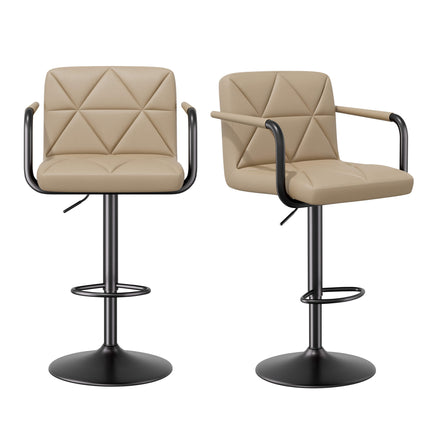 Modern PU Leather Adjustable Swivel Bar Chairs with Armrests Set of 4