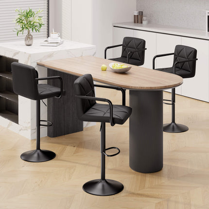Modern PU Leather Adjustable Swivel Bar Chairs with Armrests Set of 4
