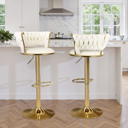 Velvet Swivel Adjustable Counter Height Bar Stools Set of 4