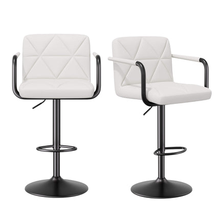 Modern PU Leather Adjustable Swivel Bar Chairs with Armrests Set of 4