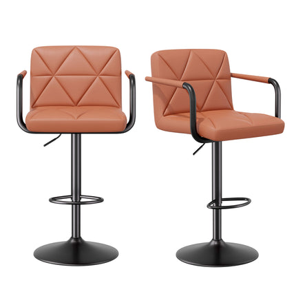 Modern PU Leather Adjustable Swivel Bar Chairs with Armrests Set of 4