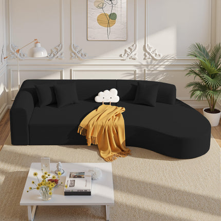 Modern Style Curved Upholstery Corduroy Sofa