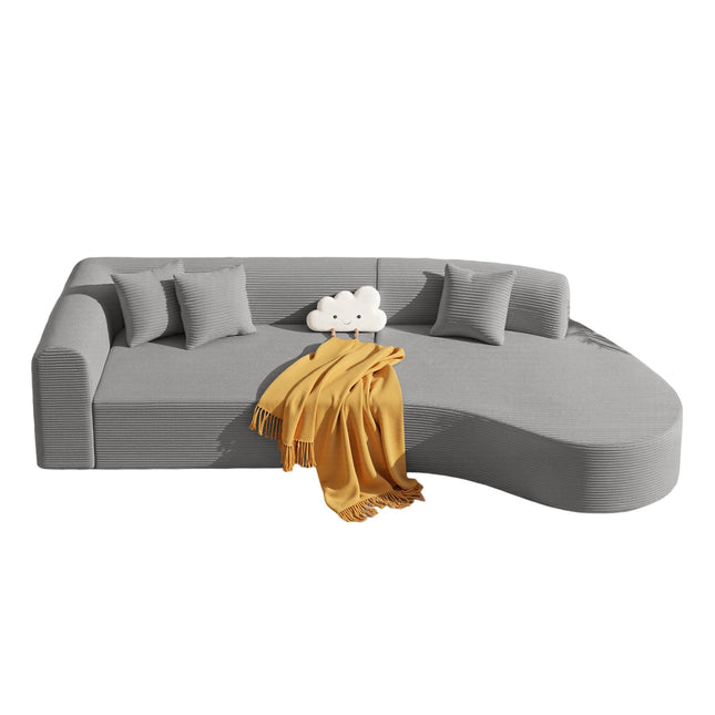 Modern Style Curved Upholstery Corduroy Sofa