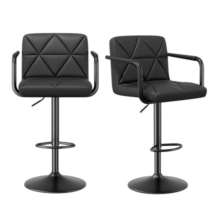 Modern PU Leather Adjustable Swivel Bar Chairs with Armrests Set of 4