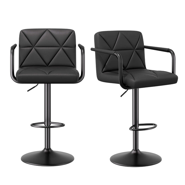 Modern PU Leather Adjustable Swivel Bar Chairs with Armrests Set of 4
