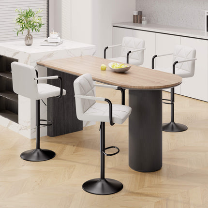 Modern PU Leather Adjustable Swivel Bar Chairs with Armrests Set of 4