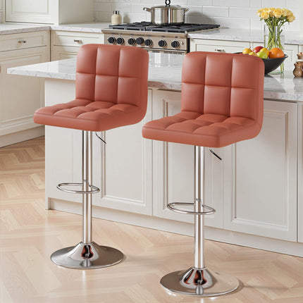 Modern PU Leather Adjustable Bar Stools Set of 4