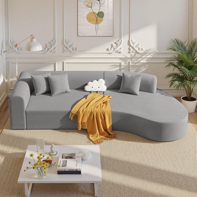 Modern Style Curved Upholstery Corduroy Sofa