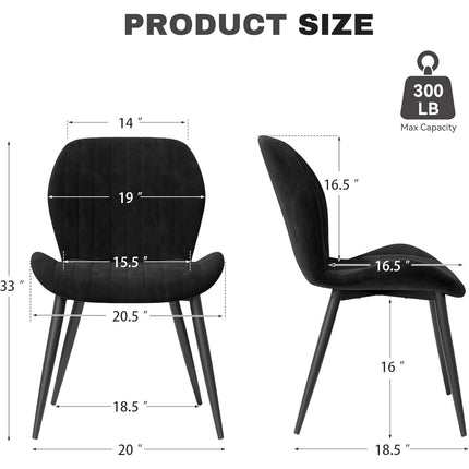 Modern Velvet Upholstered Dining Chairs Set of 2
