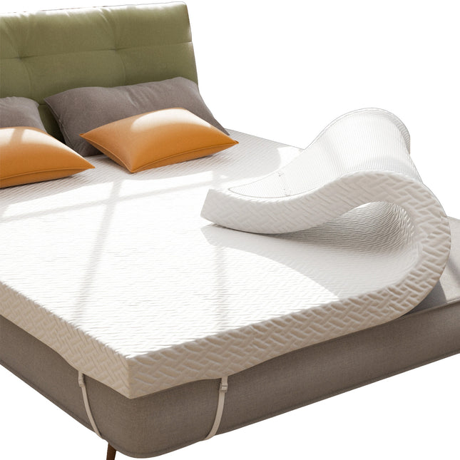 Full-Size 3" Gel Memory Foam Topper Bamboo Cover Removable & Washable