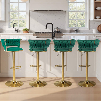 Velvet Swivel Adjustable Counter Height Bar Stools Set of 4