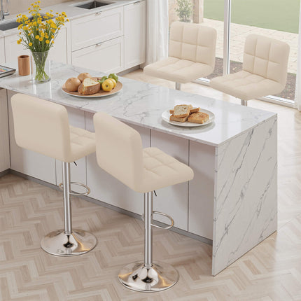 Modern PU Leather Adjustable Bar Stools Set of 4