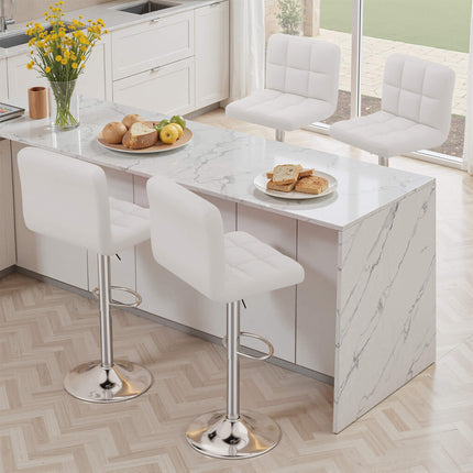 Modern PU Leather Adjustable Bar Stools Set of 4