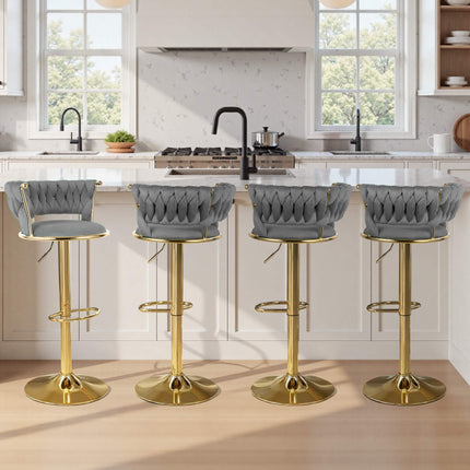 Velvet Swivel Adjustable Counter Height Bar Stools Set of 4