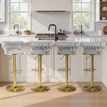 Velvet Swivel Adjustable Counter Height Bar Stools Set of 4