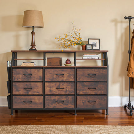 Storage Cabinet with Metal Frame and Wooden Top
