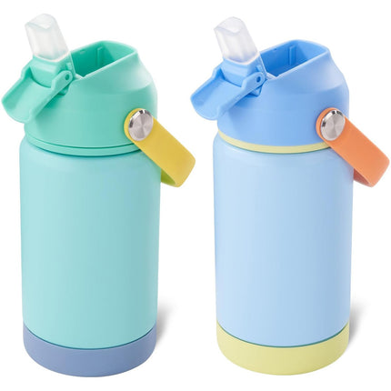 Stainless Steel Kids Insulated Bottles 2-Pack, Leak-Proof with Straw