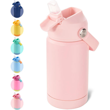 Stainless Steel Kids Insulated Bottles 2-Pack, Leak-Proof with Straw