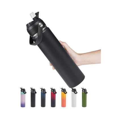 18oz Stainless Steel Insulated Bottle – Wide Mouth Leak-Proof with Straw