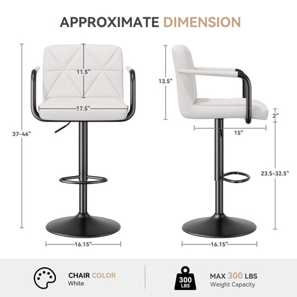 Modern PU Leather Adjustable Swivel Bar Chairs with Armrests Set of 4