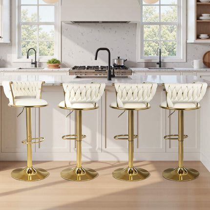 Velvet Swivel Adjustable Counter Height Bar Stools Set of 4
