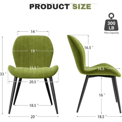 Modern Velvet Upholstered Dining Chairs Set of 2
