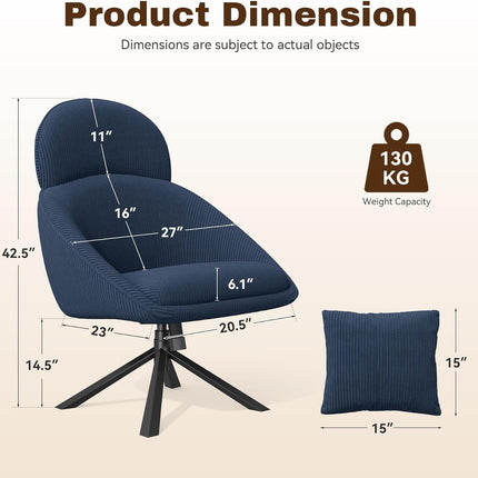 Modern Swivel Oversized Upholstered Corduroy Lounge Chair