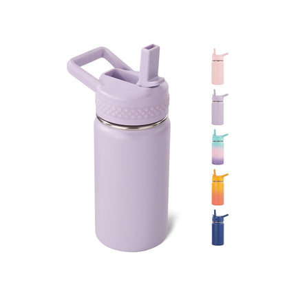 12oz Insulated Kids Water Bottle Stainless Steel Straw Lid BPA-Free