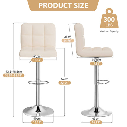 Modern PU Leather Adjustable Bar Stools Set of 4