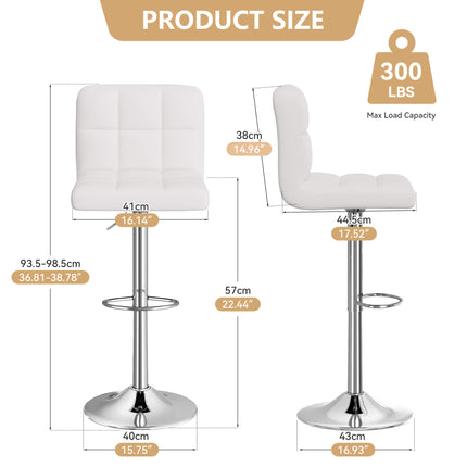 Modern PU Leather Adjustable Bar Stools Set of 4