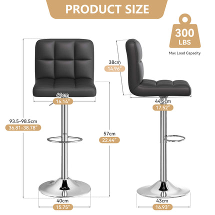 Modern PU Leather Adjustable Bar Stools Set of 4