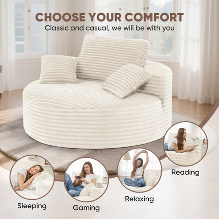 56.3" Oversized Round Chaise Lounge Sofa